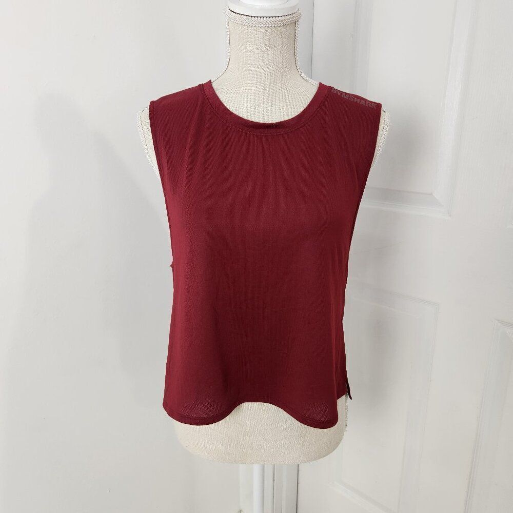 Gymshark Top Womens Medium Red Cropped Side Slit Jersey Workout Lifting Training